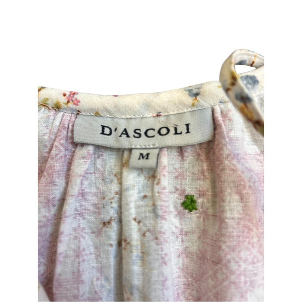 D'Ascoli Womens Pink Floral Hand Woven Cotton Boho Midi Dress Size M - Picture 4 of 7